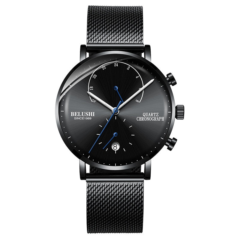 Quartz Watch Men Watches Modern Chronograph Men Watch Leather Strap Watches Man Imitation Luxury Belushi Men'S Sports Watch - Ejalahshop