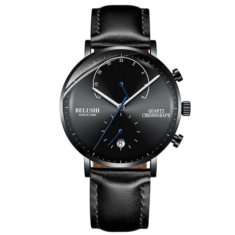 Quartz Watch Men Watches Modern Chronograph Men Watch Leather Strap Watches Man Imitation Luxury Belushi Men'S Sports Watch - Ejalahshop
